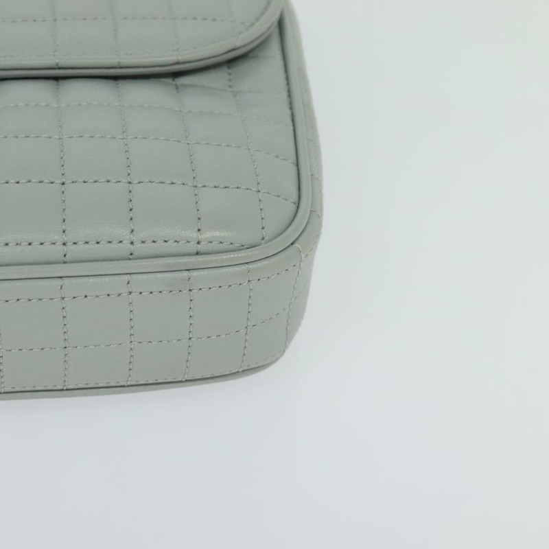 【日本直送】CELINE 絎縫鏈條單肩包 羊皮 灰色 金色 Auth mr1084SAV-14