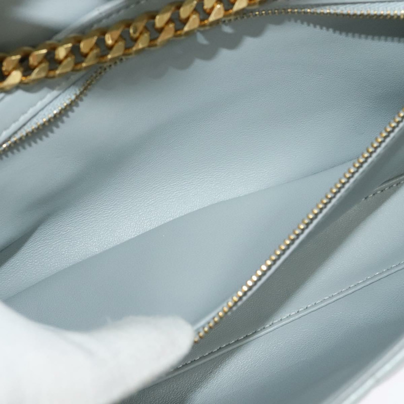 【日本直送】CELINE 絎縫鏈條單肩包 羊皮 灰色 金色 Auth mr1084SAV-21