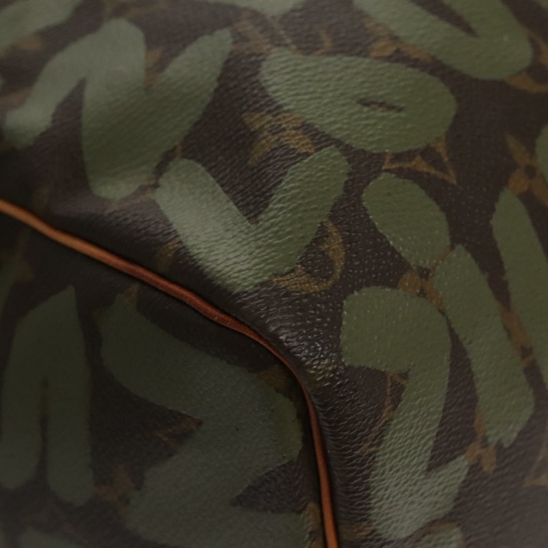 【日本直送】路易威登 Monogram 塗鴉 Keepall 50 波士頓包 卡其色 M92196 正品 EC602SAV-13