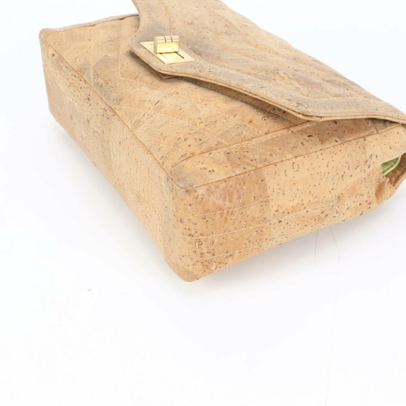 香奈兒 2.55 軟木皮革鏈條單肩包，米色，女士-5