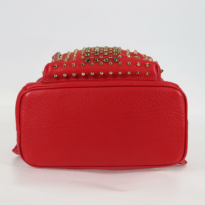 【日本直送】MCM Logoogram Vicetos 鉚釘雙肩包 皮革 紅色 金色 正品 126799V-4