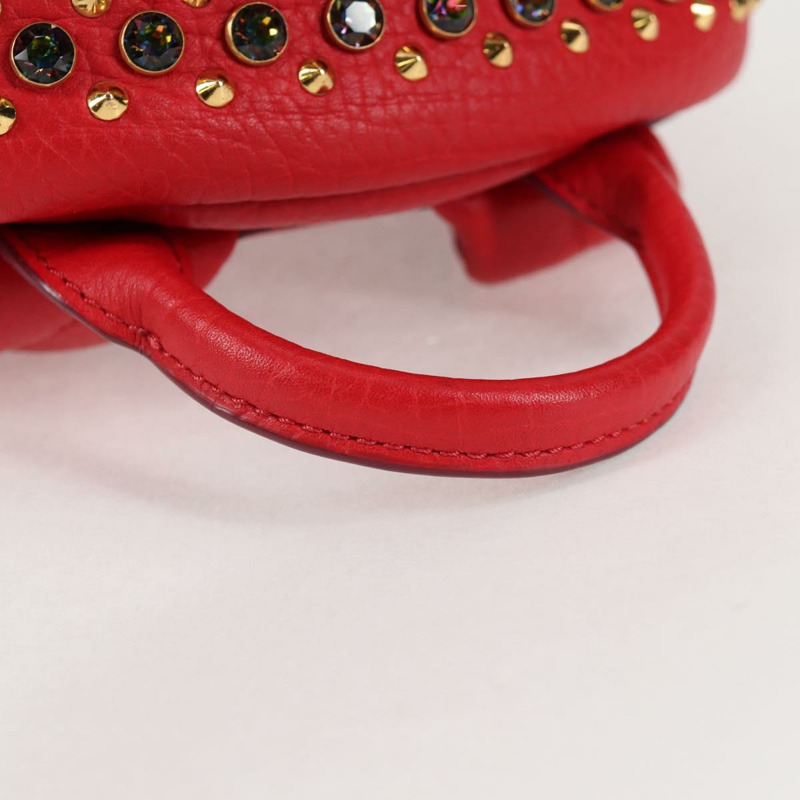 【日本直送】MCM Logoogram Vicetos 鉚釘雙肩包 皮革 紅色 金色 正品 126799V-6