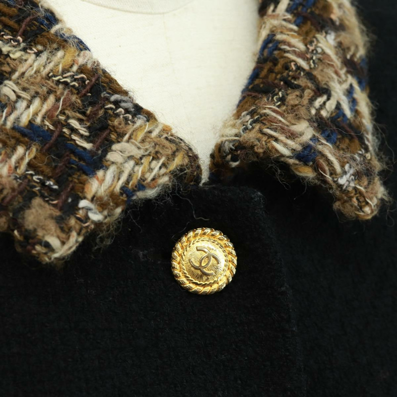 【日本直送】香奈兒黑色斜紋軟呢外套，CC標誌，貨號163218SAM-4