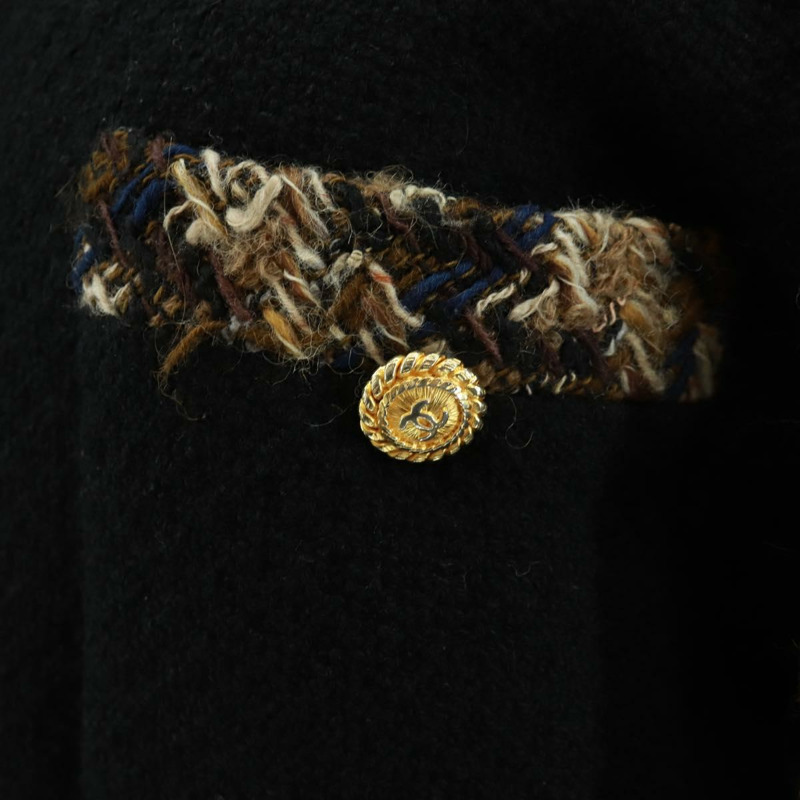 【日本直送】香奈兒黑色斜紋軟呢外套，CC標誌，貨號163218SAM-5