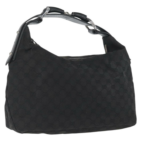GUCCI GG帆布肩背包 黑色 銀色 115867 正品 171791A
