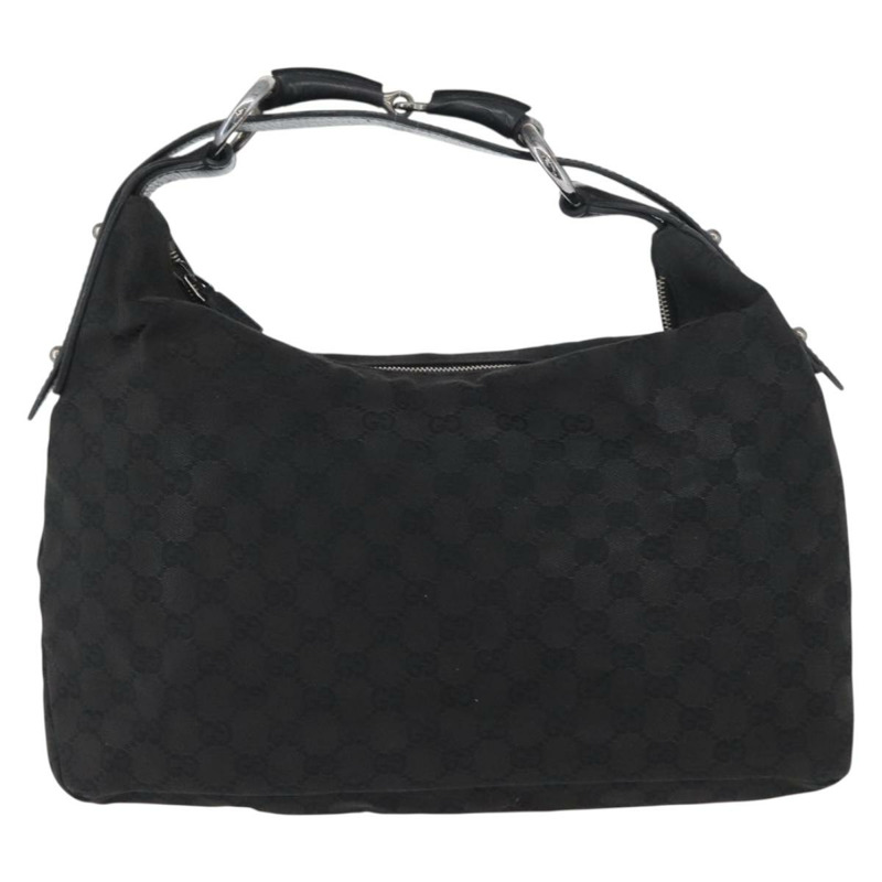 【日本直送】GUCCI GG帆布肩背包 黑色 銀色 115867 正品 171791A-12