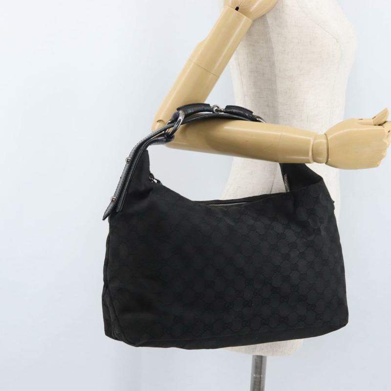 【日本直送】GUCCI GG帆布肩背包 黑色 銀色 115867 正品 171791A-21