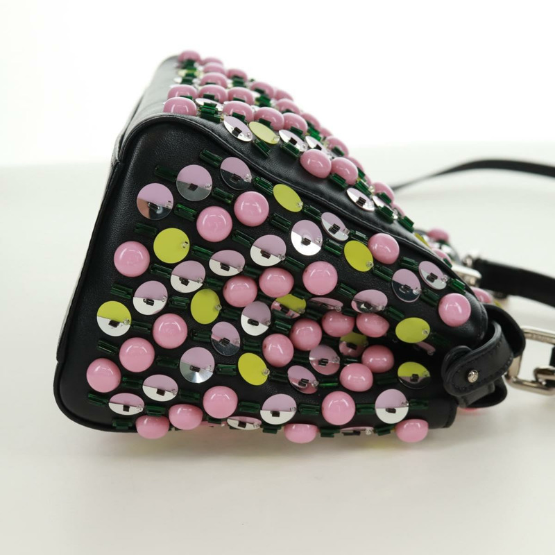 【日本直送】FENDI 迷你 Peek A Boo 手提包 皮革 兩用 黑色 銀色 正品 168975SAM-3