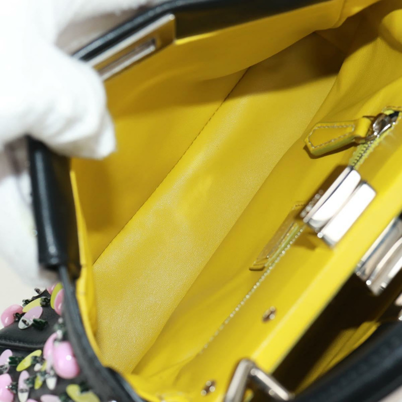 【日本直送】FENDI 迷你 Peek A Boo 手提包 皮革 兩用 黑色 銀色 正品 168975SAM-9