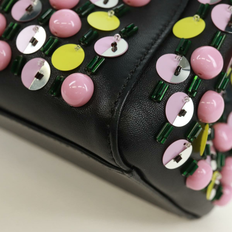 【日本直送】FENDI 迷你 Peek A Boo 手提包 皮革 兩用 黑色 銀色 正品 168975SAM-18