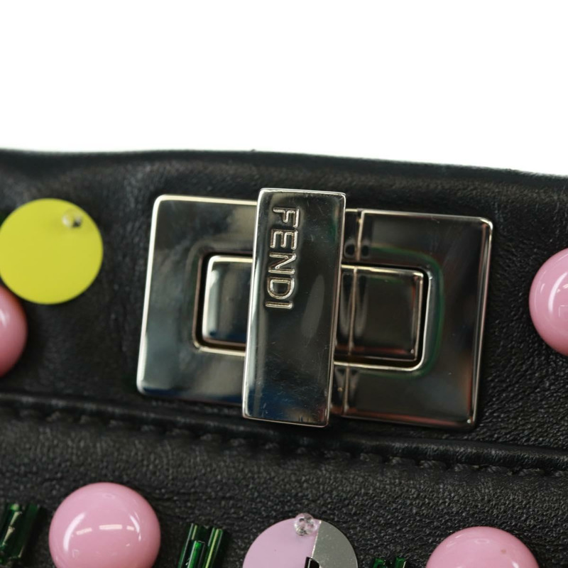 【日本直送】FENDI 迷你 Peek A Boo 手提包 皮革 兩用 黑色 銀色 正品 168975SAM-20