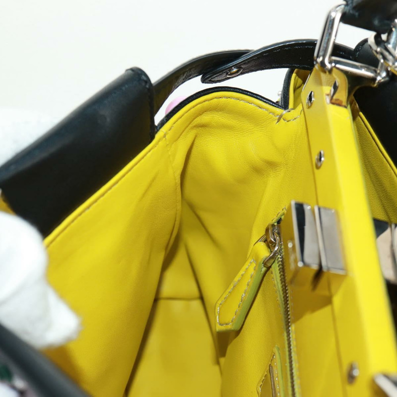 【日本直送】FENDI 迷你 Peek A Boo 手提包 皮革 兩用 黑色 銀色 正品 168975SAM-22