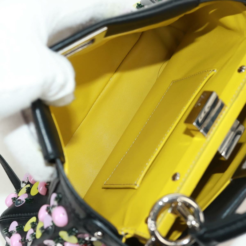 【日本直送】FENDI 迷你 Peek A Boo 手提包 皮革 兩用 黑色 銀色 正品 168975SAM-24