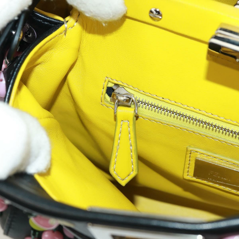 【日本直送】FENDI 迷你 Peek A Boo 手提包 皮革 兩用 黑色 銀色 正品 168975SAM-25