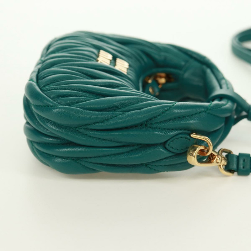 【日本直送】Miu Miu Matelasse Micro Hobo 單肩包，皮革材質，綠色/金色，正品，貨號 168972SM-3