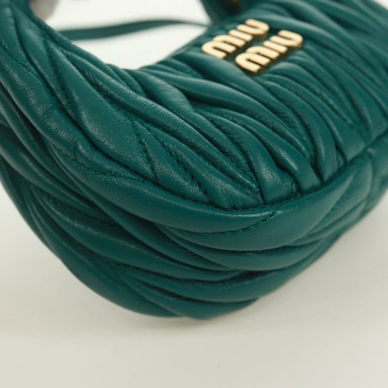 【日本直送】Miu Miu Matelasse Micro Hobo 單肩包，皮革材質，綠色/金色，正品，貨號 168972SM-14