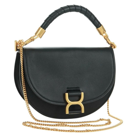 Chloe Marcie 鏈條單肩包，黑色皮革，金色，正品，貨號 168976M