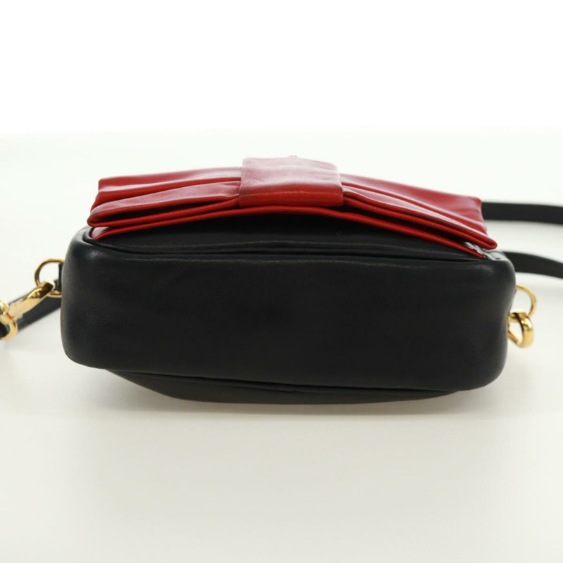 【日本直送】PRADA 緞帶單肩包，皮革材質，黑色、紅色、金色，正品編號 171555V-4