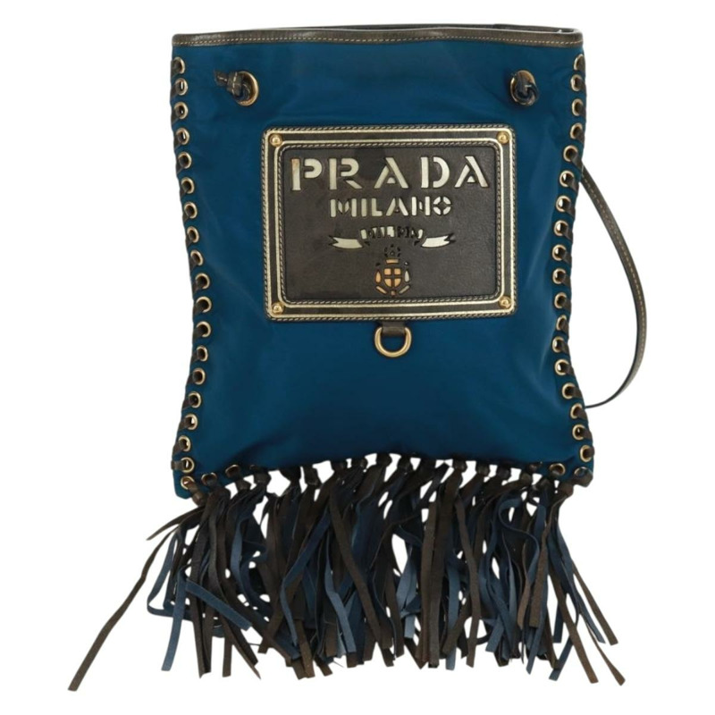 【日本直送】PRADA 尼龍藍金肩包 正品 171065V-12