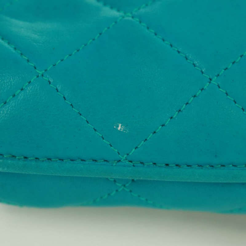 【日本直送】香奈兒鏈絎縫包，羊皮材質，土耳其藍金色雙C標誌，貨號171171V-4