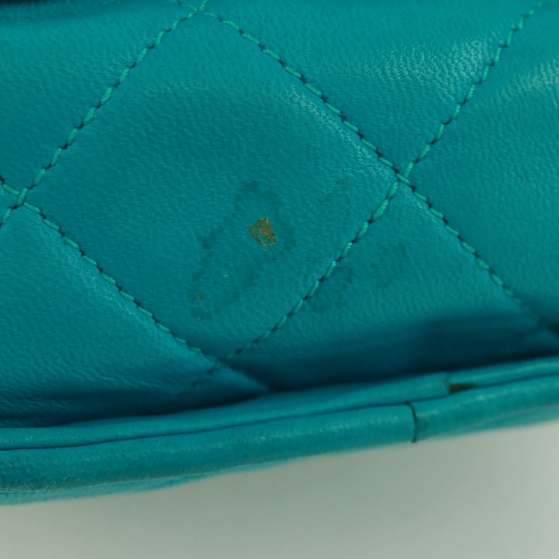 【日本直送】香奈兒鏈絎縫包，羊皮材質，土耳其藍金色雙C標誌，貨號171171V-6