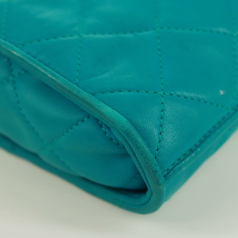 【日本直送】香奈兒鏈絎縫包，羊皮材質，土耳其藍金色雙C標誌，貨號171171V-15