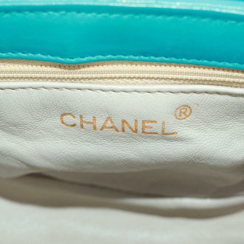 【日本直送】香奈兒鏈絎縫包，羊皮材質，土耳其藍金色雙C標誌，貨號171171V-22