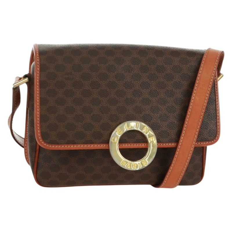 【日本直送】CELINE Macadam帆布圓形單肩包 PVC皮革 棕色 金色 正品 171071A-0