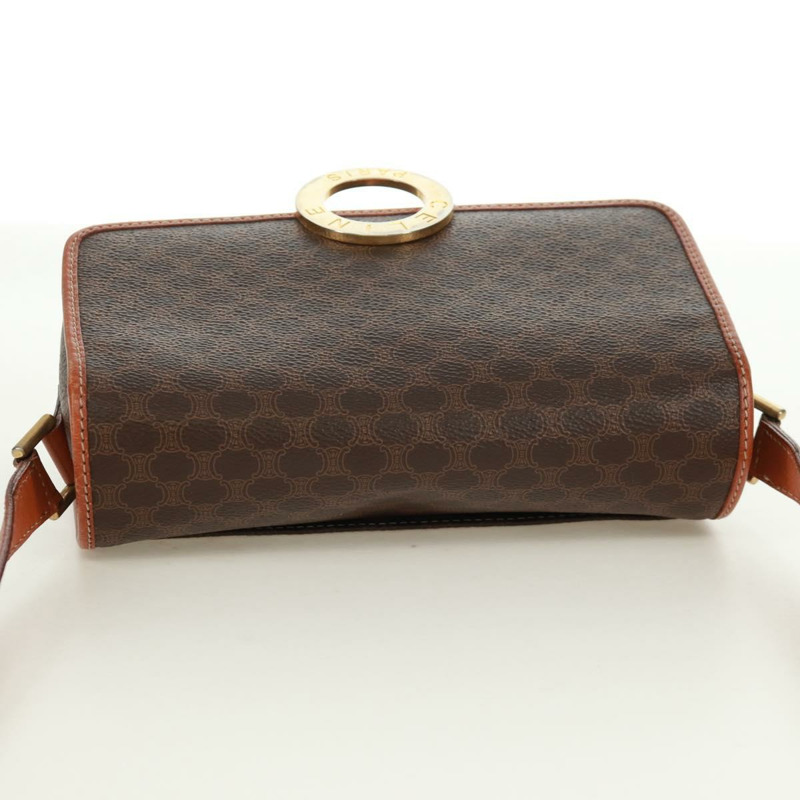 【日本直送】CELINE Macadam帆布圓形單肩包 PVC皮革 棕色 金色 正品 171071A-5