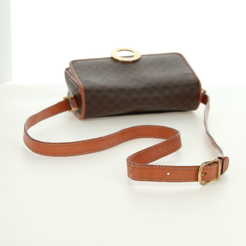 【日本直送】CELINE Macadam帆布圓形單肩包 PVC皮革 棕色 金色 正品 171071A-6