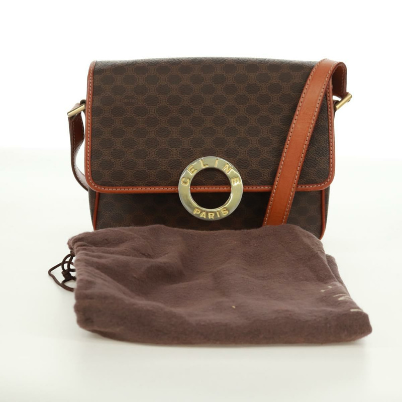 【日本直送】CELINE Macadam帆布圓形單肩包 PVC皮革 棕色 金色 正品 171071A-11