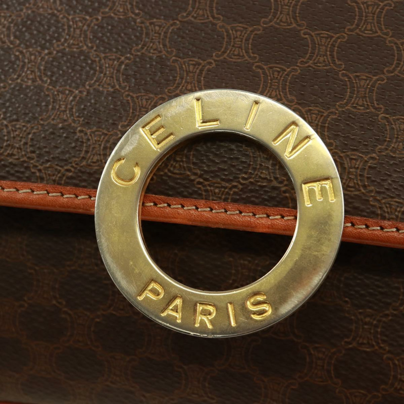 【日本直送】CELINE Macadam帆布圓形單肩包 PVC皮革 棕色 金色 正品 171071A-18