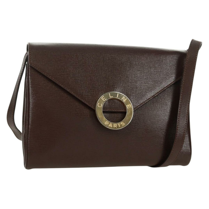 【日本直送】CELINE 圓背包 皮革 棕色 金色 正品 171061A-0