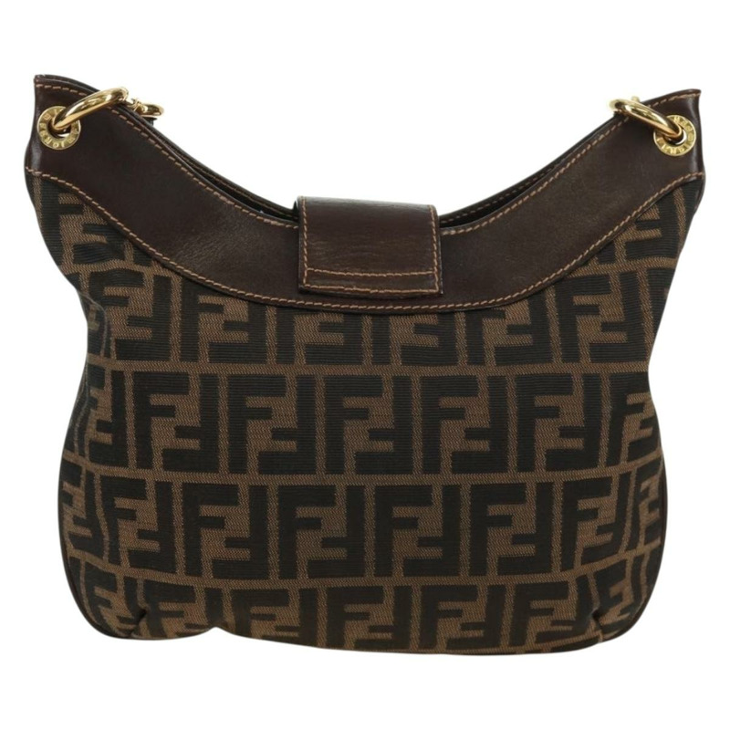 【日本直送】FENDI Zucca帆布單肩包 黑色棕色 正品 171017V-1