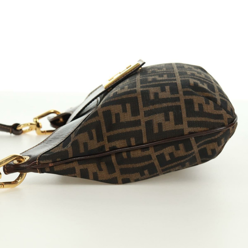 【日本直送】FENDI Zucca帆布單肩包 黑色棕色 正品 171017V-2