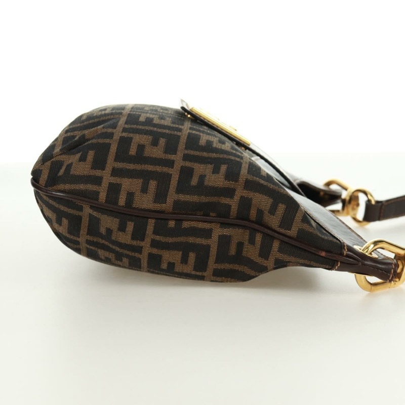 【日本直送】FENDI Zucca帆布單肩包 黑色棕色 正品 171017V-3