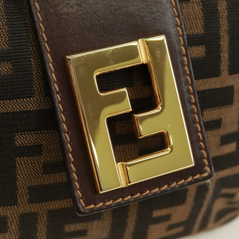 【日本直送】FENDI Zucca帆布單肩包 黑色棕色 正品 171017V-18