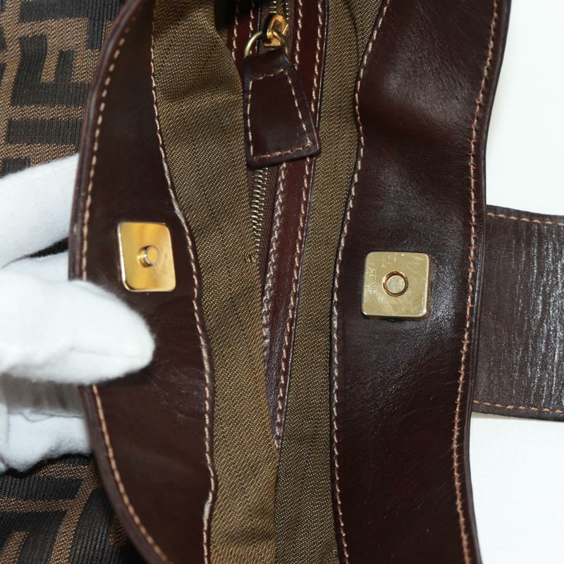 【日本直送】FENDI Zucca帆布單肩包 黑色棕色 正品 171017V-20