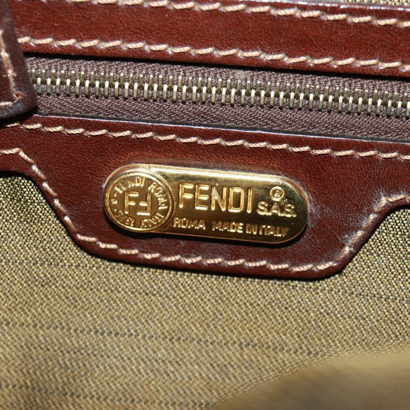 【日本直送】FENDI Zucca帆布單肩包 黑色棕色 正品 171017V-21