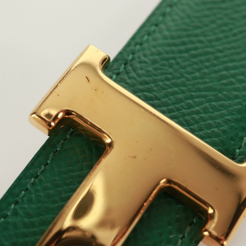 【日本直送】愛馬仕 Constance H 皮帶，真皮，31.5 英寸，綠色/紅色，正品，貨號 171197V-9