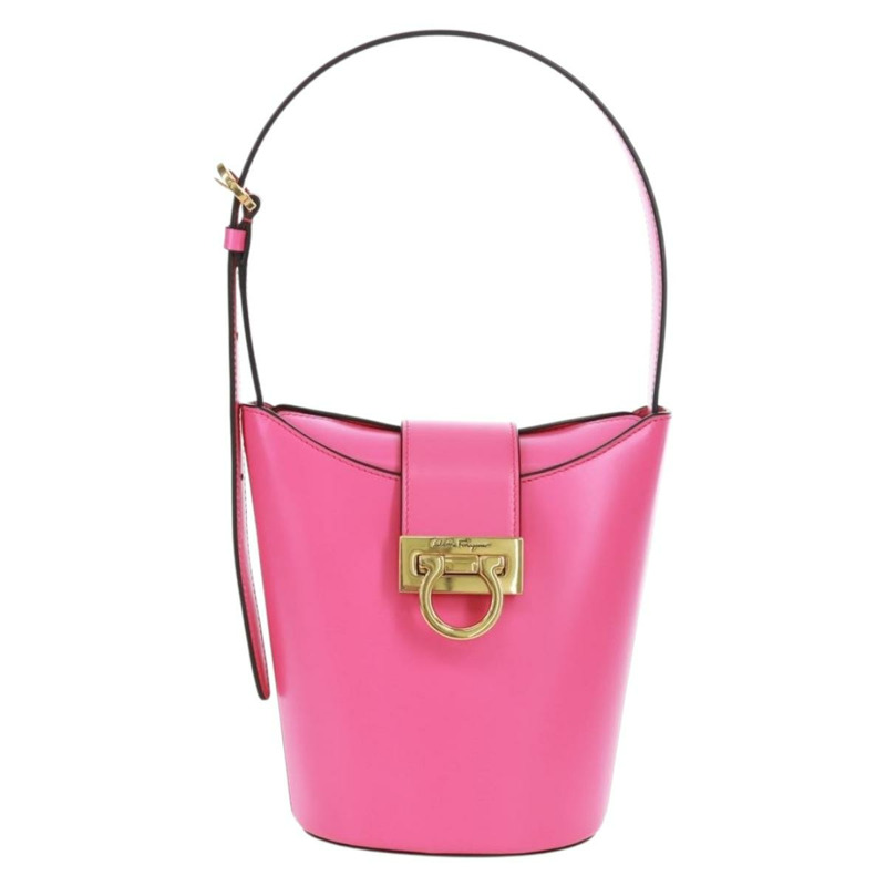 【日本直送】Salvatore Ferragamo Gancini 粉紅金色皮革肩背包，正品編號 171099M-12