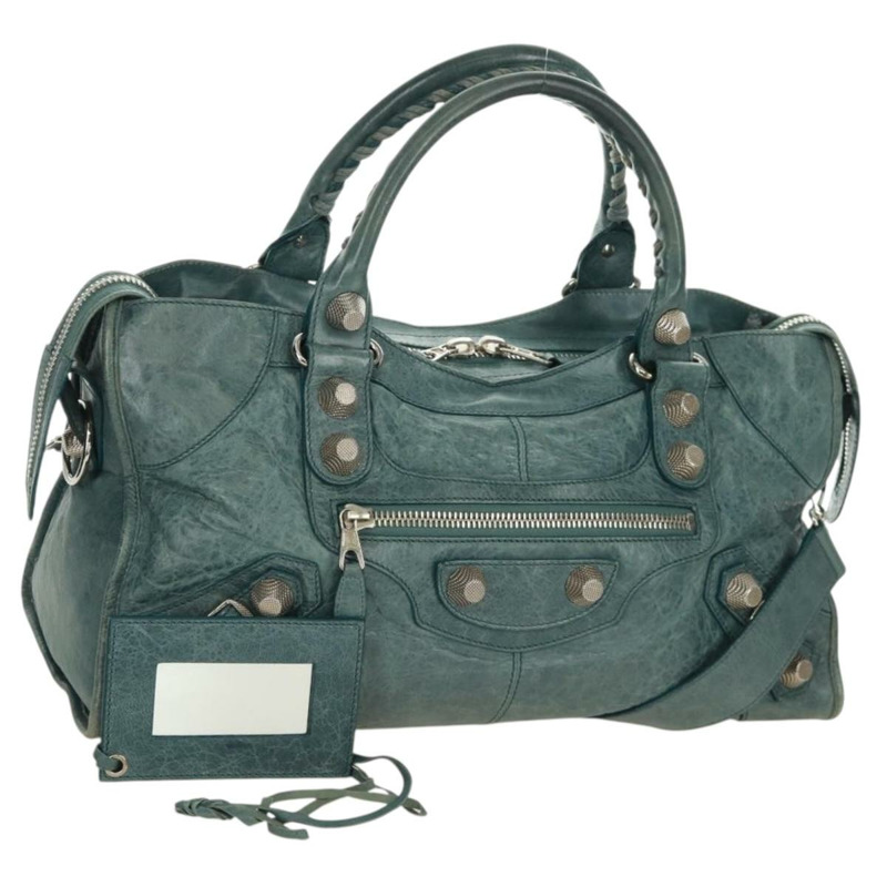 【日本直送】BALENCIAGA The Giant Part Time 手提包，藍色皮革，貨號 173082，正品編號 171907SAV-0