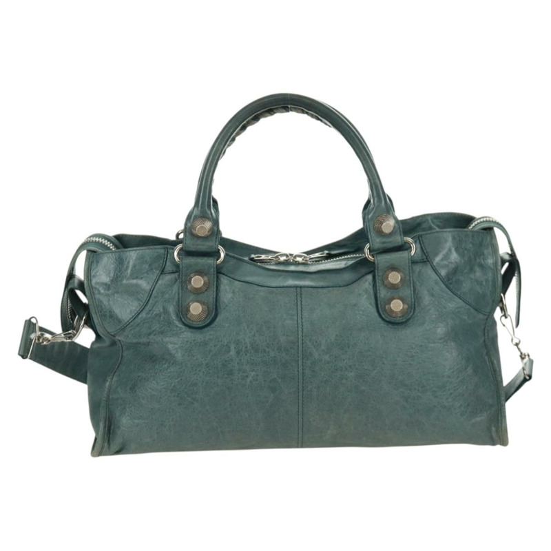 【日本直送】BALENCIAGA The Giant Part Time 手提包，藍色皮革，貨號 173082，正品編號 171907SAV-1