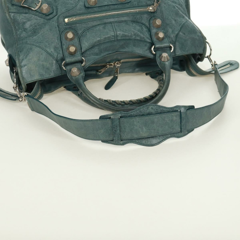 【日本直送】BALENCIAGA The Giant Part Time 手提包，藍色皮革，貨號 173082，正品編號 171907SAV-7