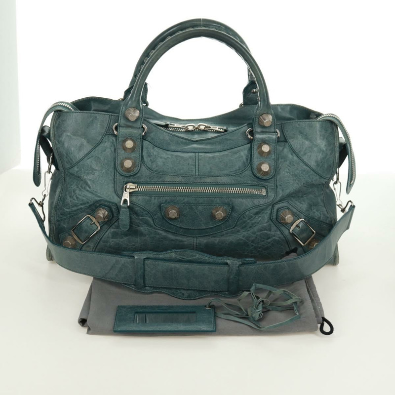 【日本直送】BALENCIAGA The Giant Part Time 手提包，藍色皮革，貨號 173082，正品編號 171907SAV-11