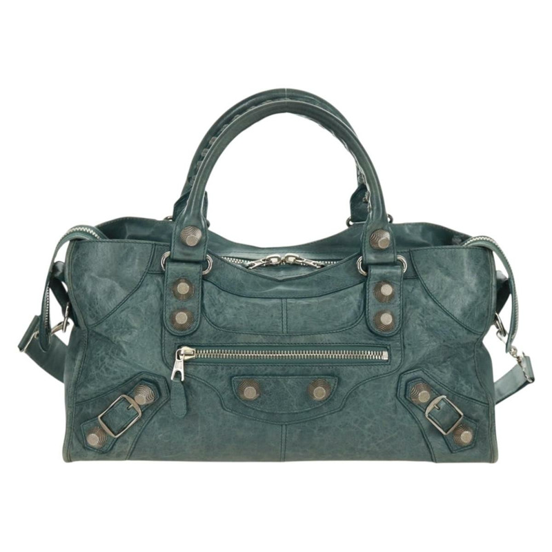 【日本直送】BALENCIAGA The Giant Part Time 手提包，藍色皮革，貨號 173082，正品編號 171907SAV-12