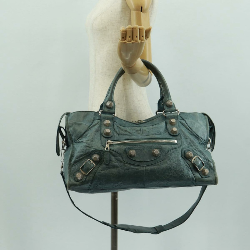 【日本直送】BALENCIAGA The Giant Part Time 手提包，藍色皮革，貨號 173082，正品編號 171907SAV-26