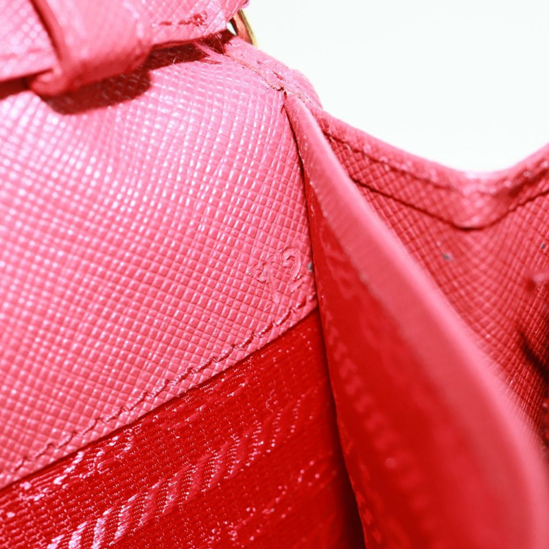 【日本直送】PRADA 鏈條肩包皮夾 Safiano 皮革 紅色 金色 Auth 168938V-9