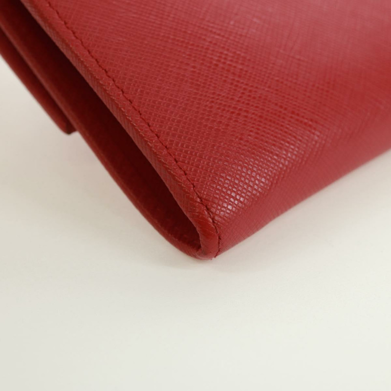 【日本直送】PRADA 鏈條肩包皮夾 Safiano 皮革 紅色 金色 Auth 168938V-17