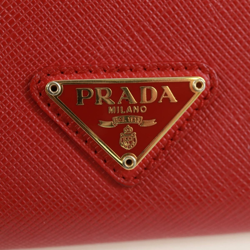【日本直送】PRADA 鏈條肩包皮夾 Safiano 皮革 紅色 金色 Auth 168938V-19